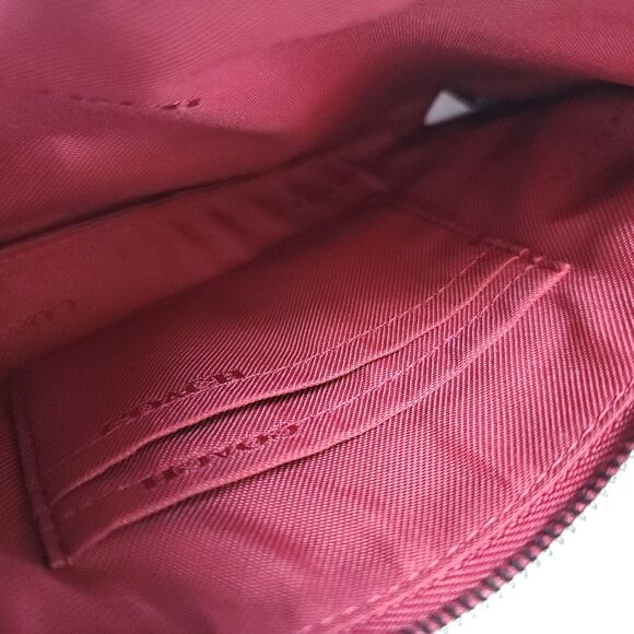 Coach Red Wristlet Polished Pebble leather Zip close Credit Card Slots NWT